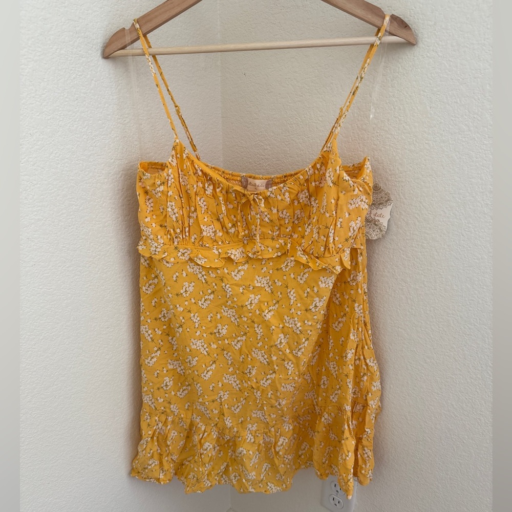 NWT ALTAR’D STATE Yellow floral mini sundress spaghetti straps size XL